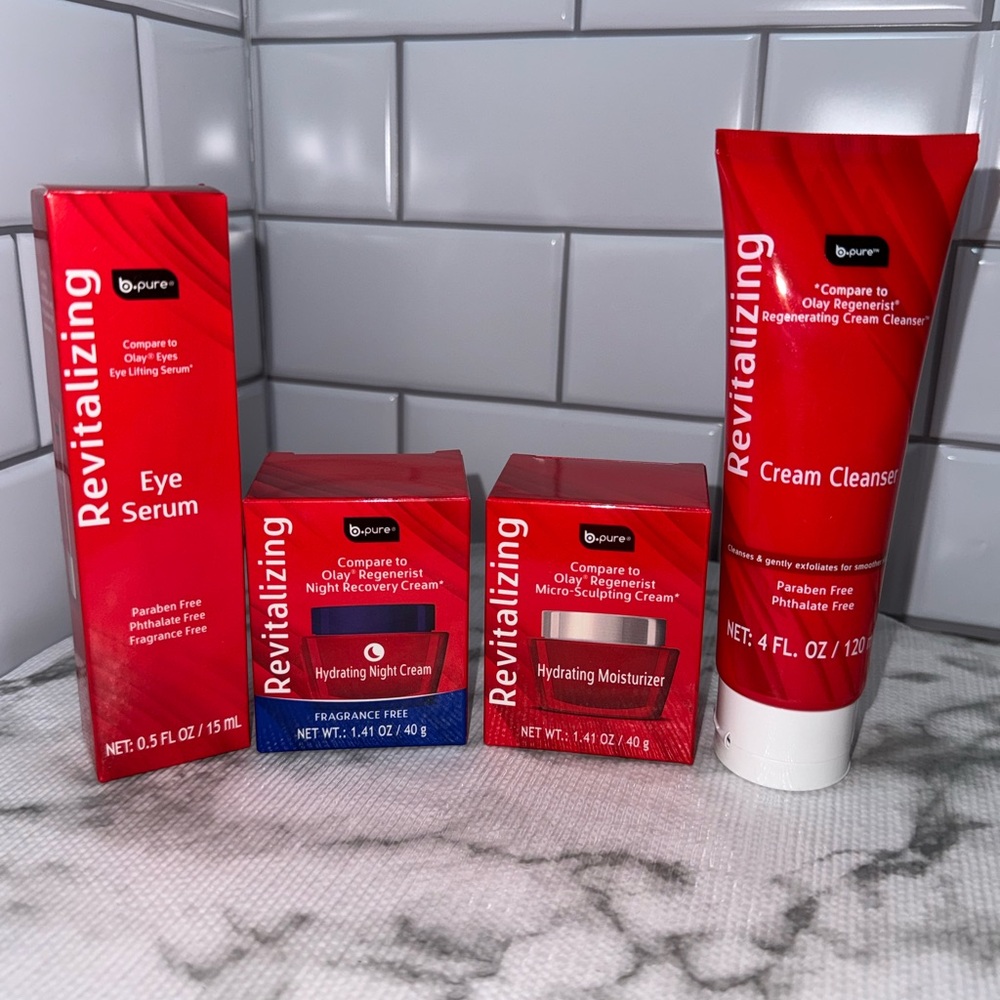 b.pure Revitalizing Skincare Set Eye Serum Cleanser Night Cream Moisturizer